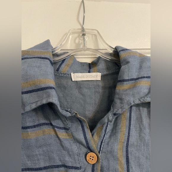 NWT Puro Lino striped linen shirt dress X Large - Picture 5 of 10